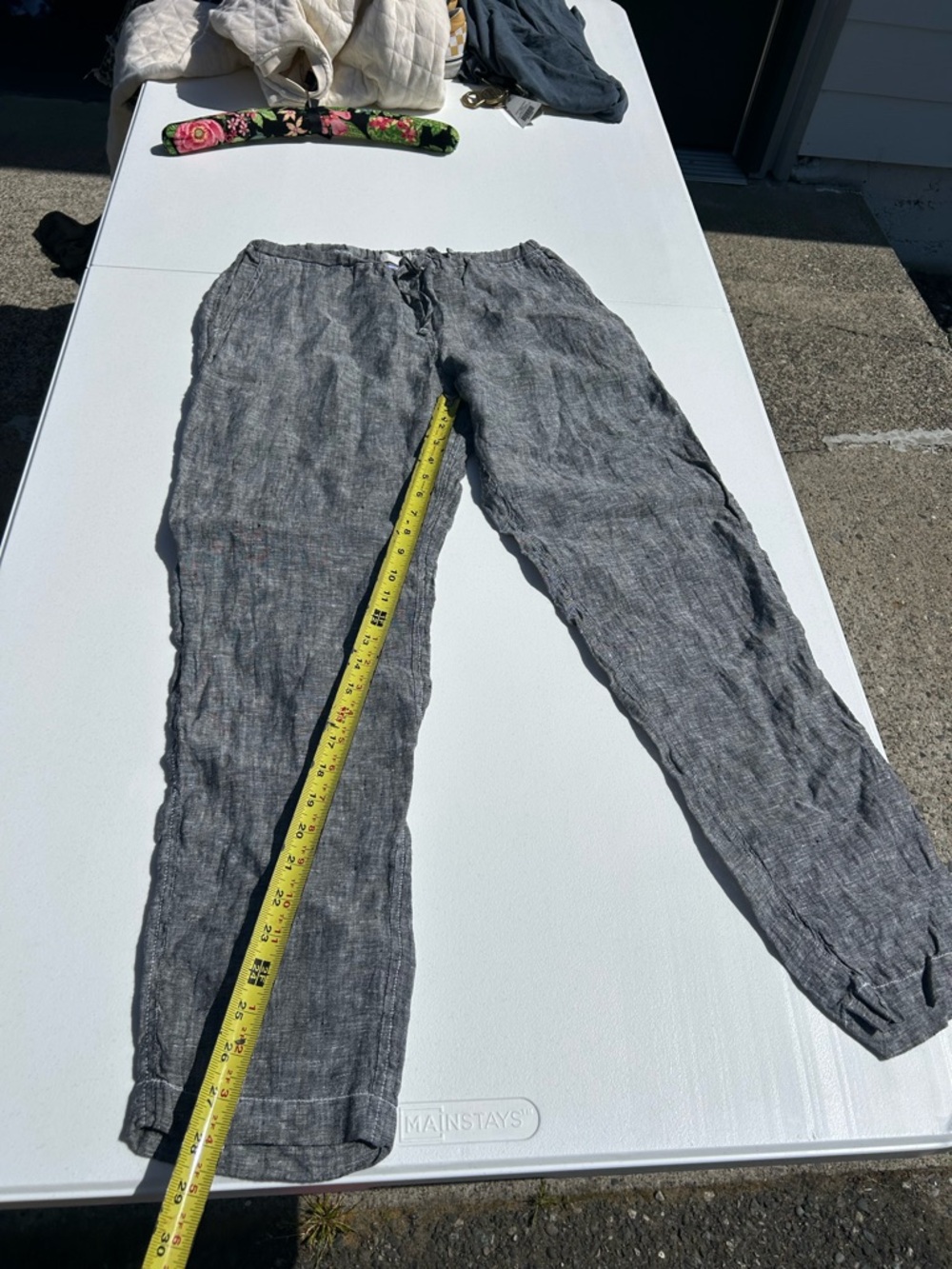 CP Shades Gray Linen Drawstring Waist Pants - Picture 6 of 7